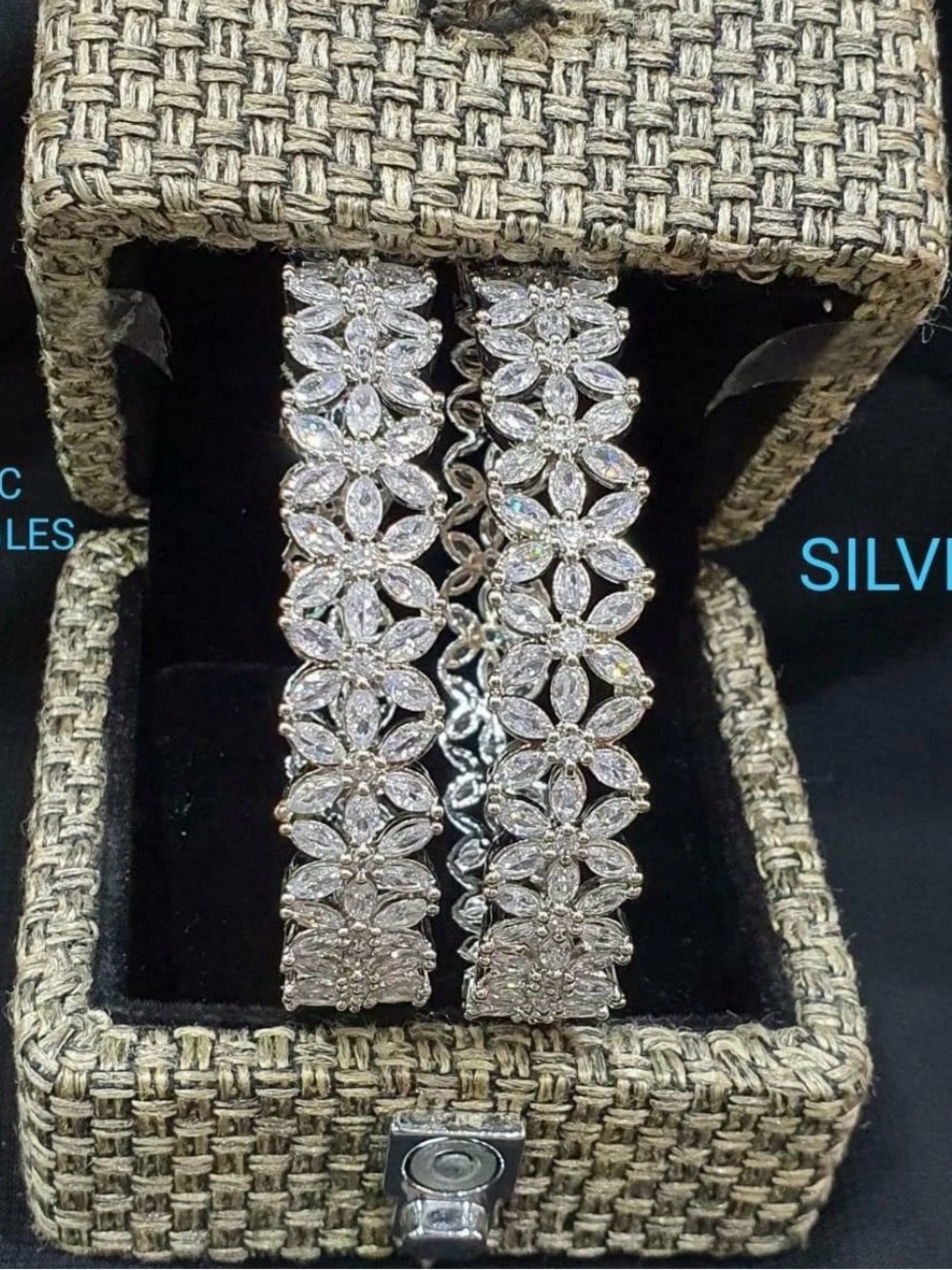CZ bangle bracelets, American Diamond/Cubic Zirconia Indian Jewelry size 2.4